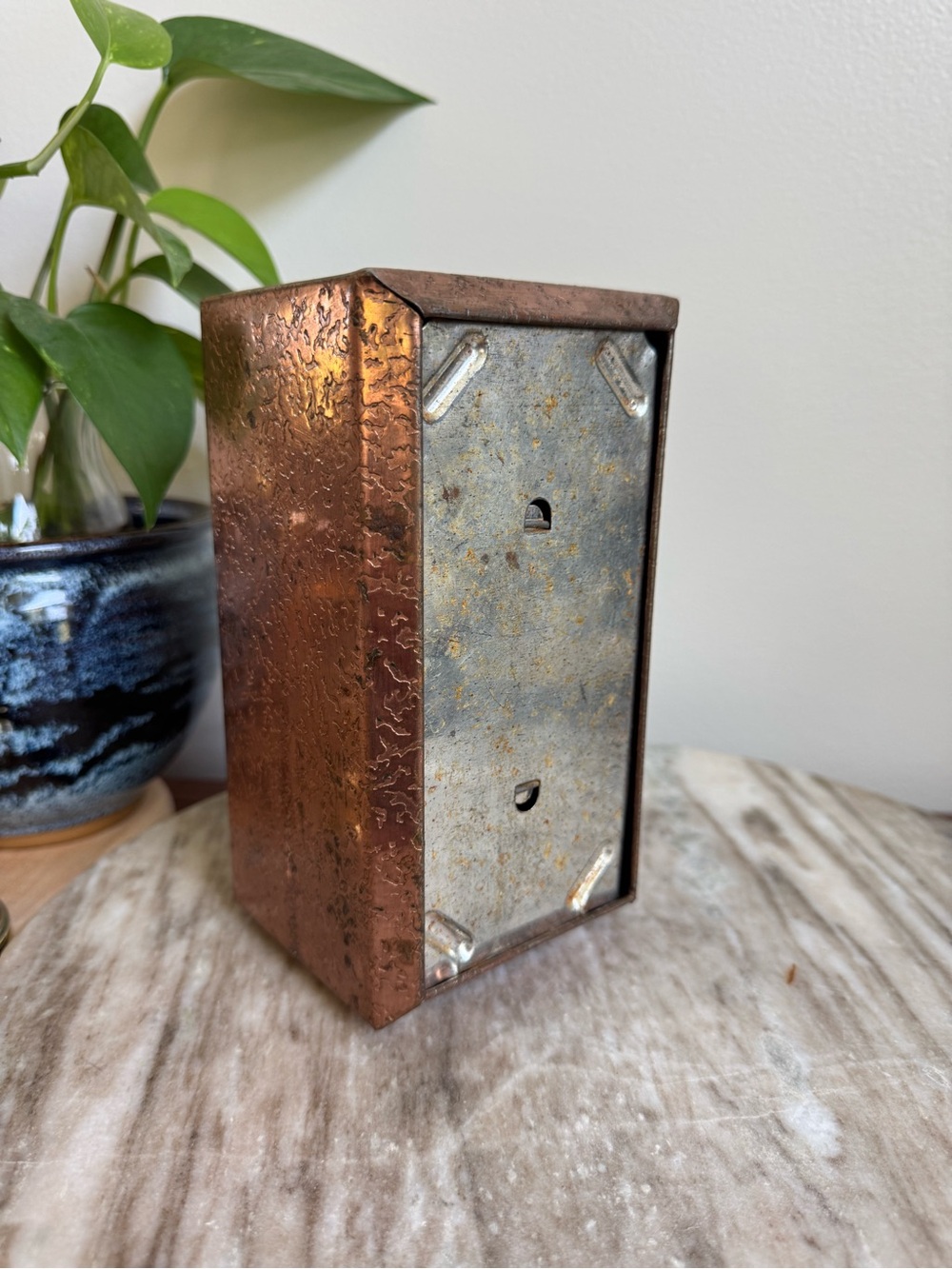 Vintage MCM Dripcut Starline Copper-tone Metal Napkin Holder Dispenser